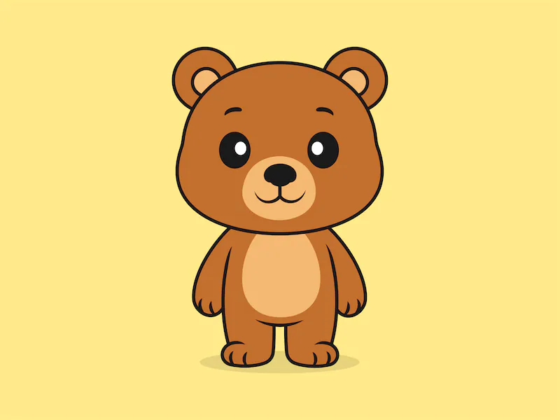 Cute Bear Standing Front View – Flat Vector Cartoon Illustration of a Bear Character, Isolated Icon Concept-cover
