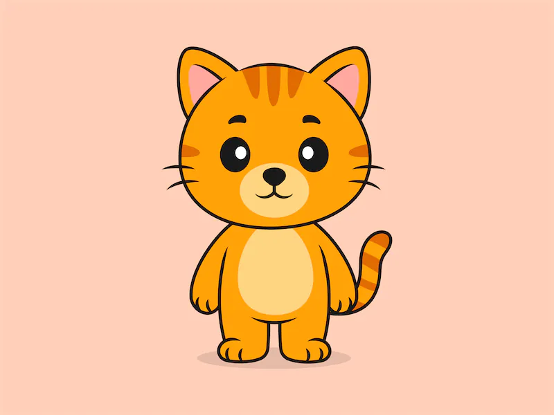 Cute Cat Standing Front View – Flat Vector Cartoon Illustration of a Cat Character-cover
