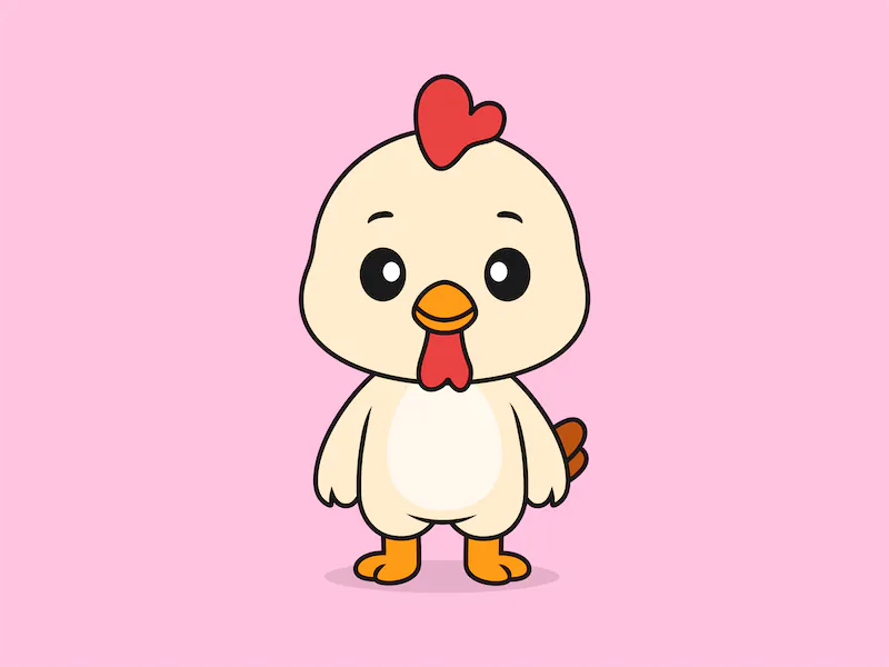 Cute Chicken Standing Front View – Flat Vector Cartoon Illustration of a Chicken Character-cover