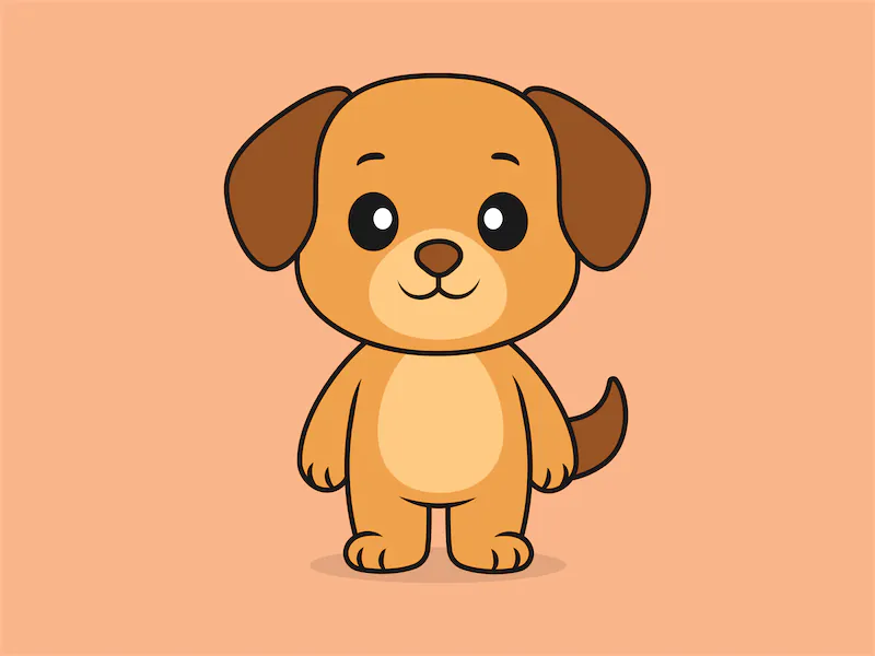 Cute Dog Standing Front View – Flat Vector Cartoon Illustration of a Dog Character-cover