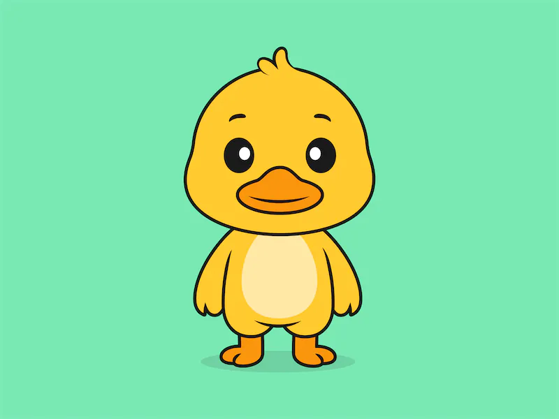 Cute Duck Standing Front View – Flat Vector Cartoon Illustration of a Duck Character-cover