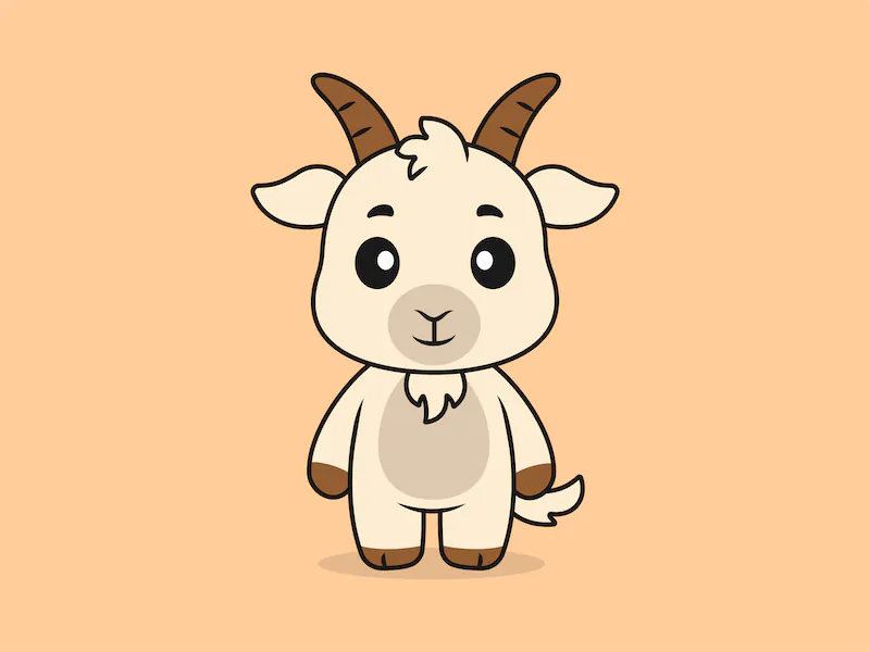 Cute Goat Standing Front View – Flat Vector Cartoon Illustration of a Goat Character-cover