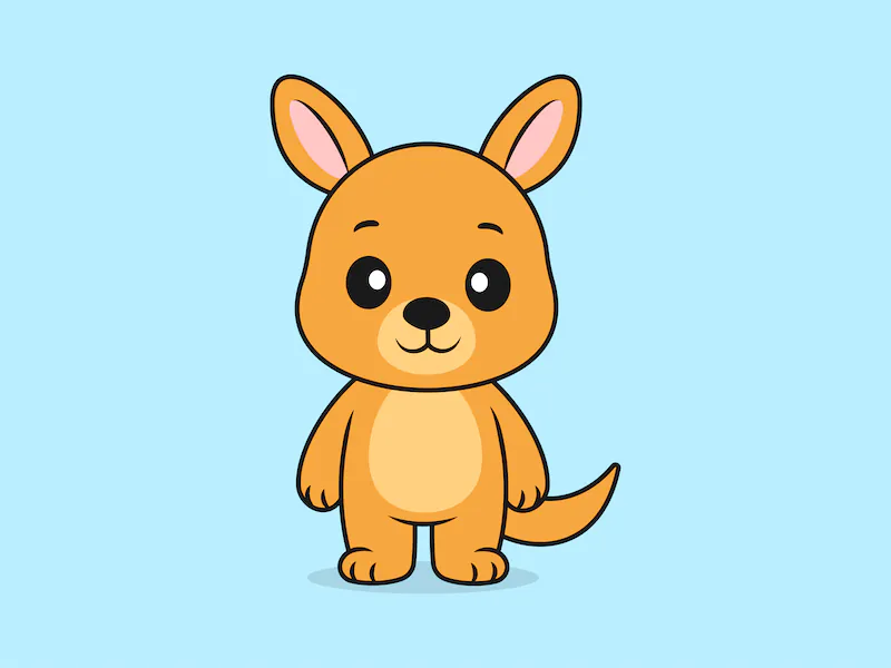Cute Kangaroo Standing Front View – Flat Vector Cartoon Illustration of a Kangaroo Character-cover