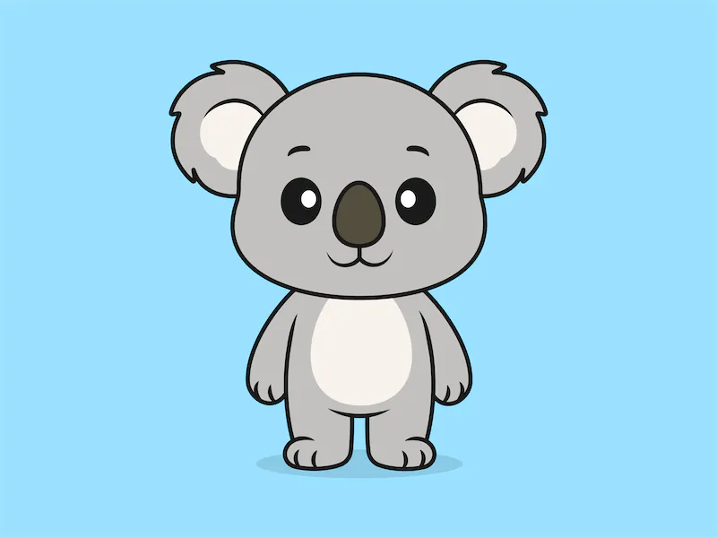 Cute Koala Standing Front View – Flat Vector Cartoon Illustration of a Koala Character-cover