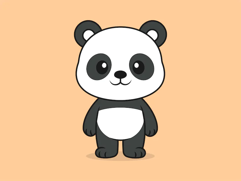 Cute Panda Standing Front View – Flat Vector Cartoon Illustration of a Panda Character-cover
