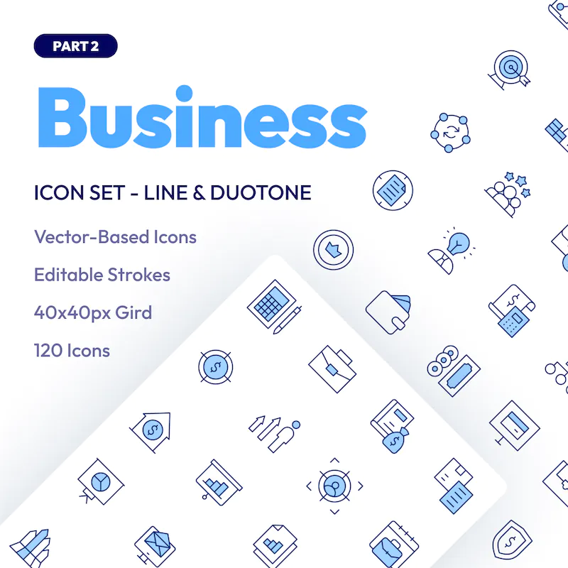 Business Icon Set. Duotone & Line Style. Part 2 1-cover
