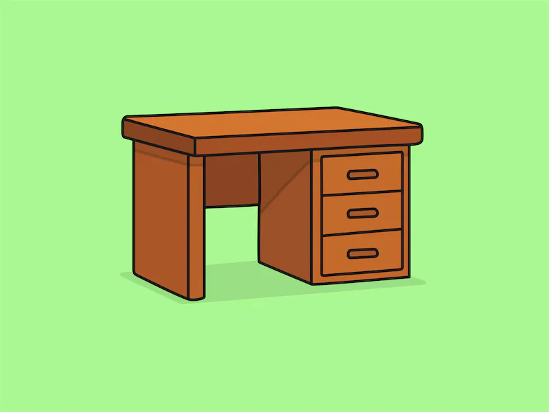 Cute Desk– Flat Vector Cartoon Illustration, Isolated Icon Concept-cover