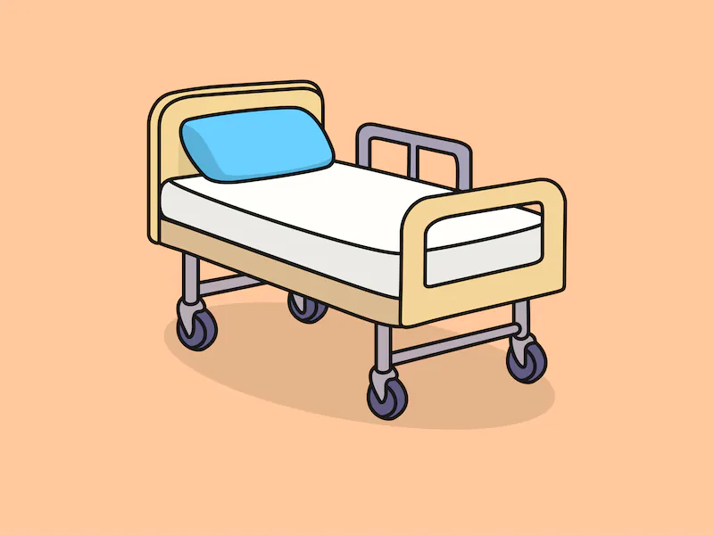 Cute Hospital bed – Flat Vector Cartoon Illustration-cover