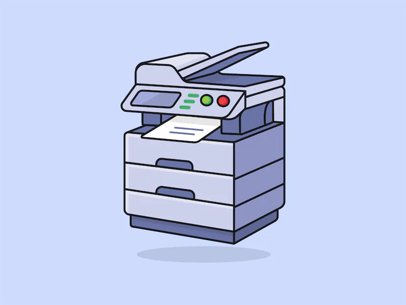 Cute Photocopier – Flat Vector Cartoon Illustration-cover