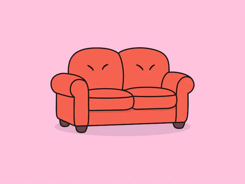 Cute Sofa – Flat Vector Cartoon Illustration, Isolated Icon Concept-cover