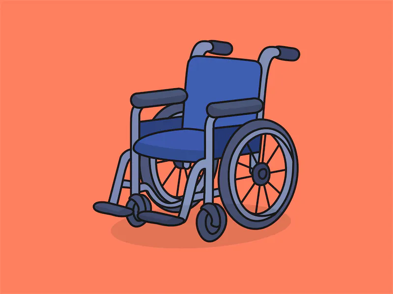 Cute Wheelchair – Flat Vector Cartoon Illustration-cover
