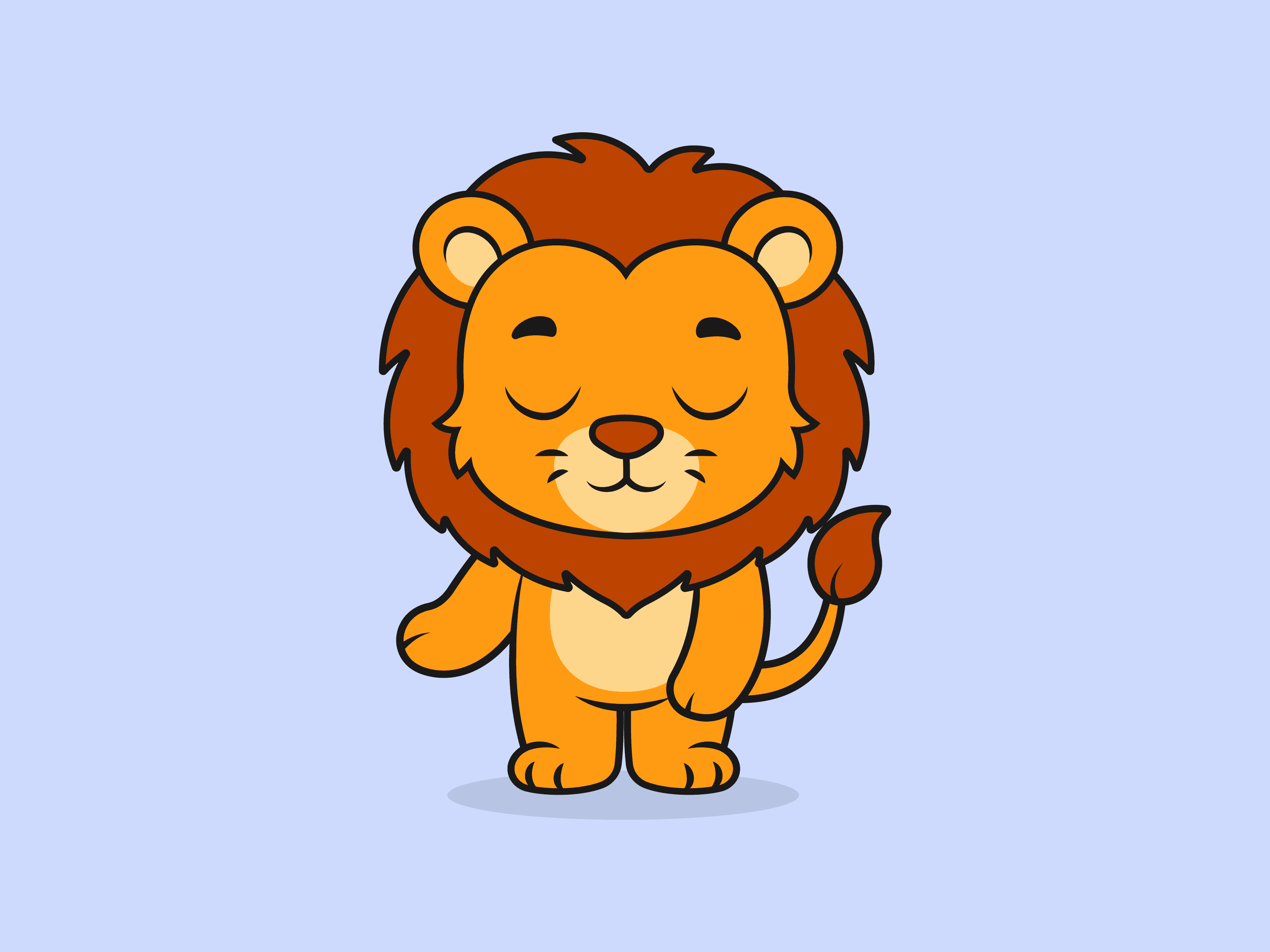 Cute Lion Bowing Pose – Flat Vector Cartoon Illustration of a Lion Character