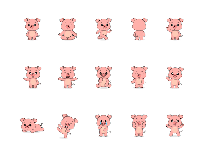 Cute Pig Cartoon Character Collection-cover